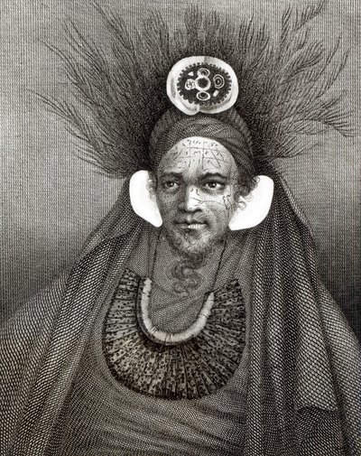 St. Christina főnöke, James Cook kapitány (1728-79) illusztrációja: „Utazás a világ körül a déli sarkig” alkotó: English School